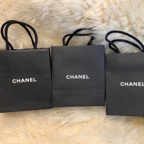 Set of 3 Chanel Shopping Bags Black authentic - Picture 3 of 3